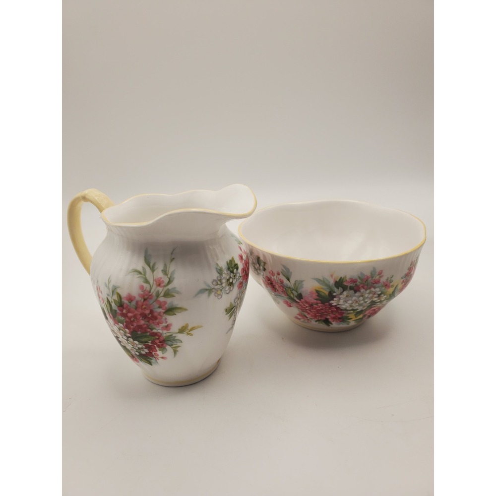 Vintage Royal Albert Hawthorn Creamer & Sugar Bowl Set Blossom Time